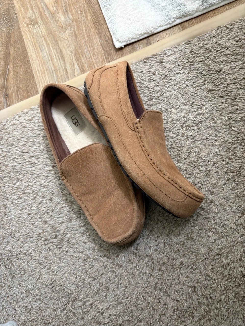 UGG Men's Chestnut Brown Suede Slip-On Loafers